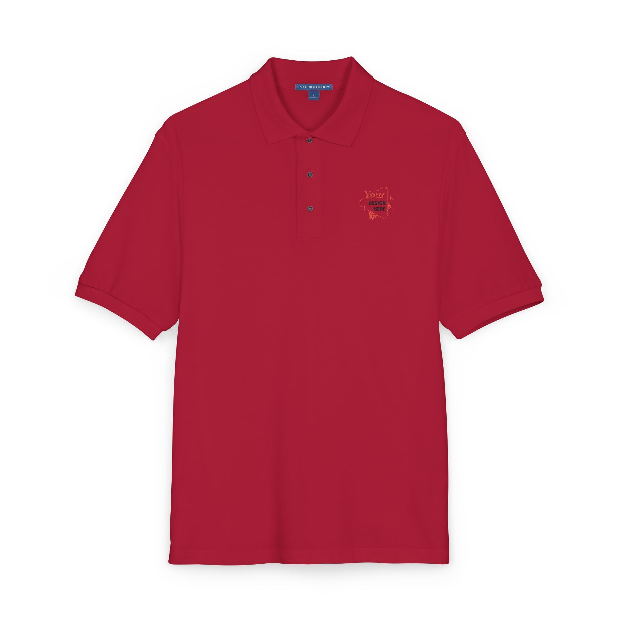 Embroidered 'Skull & Roses' Black Polo Shirt