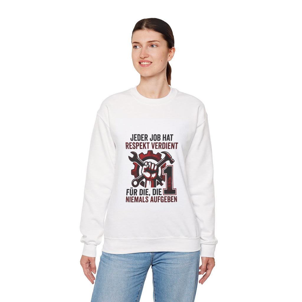 Crewneck Sweatshirt – "Jeder Job hat Respekt Verdient" Mechanics Tribute