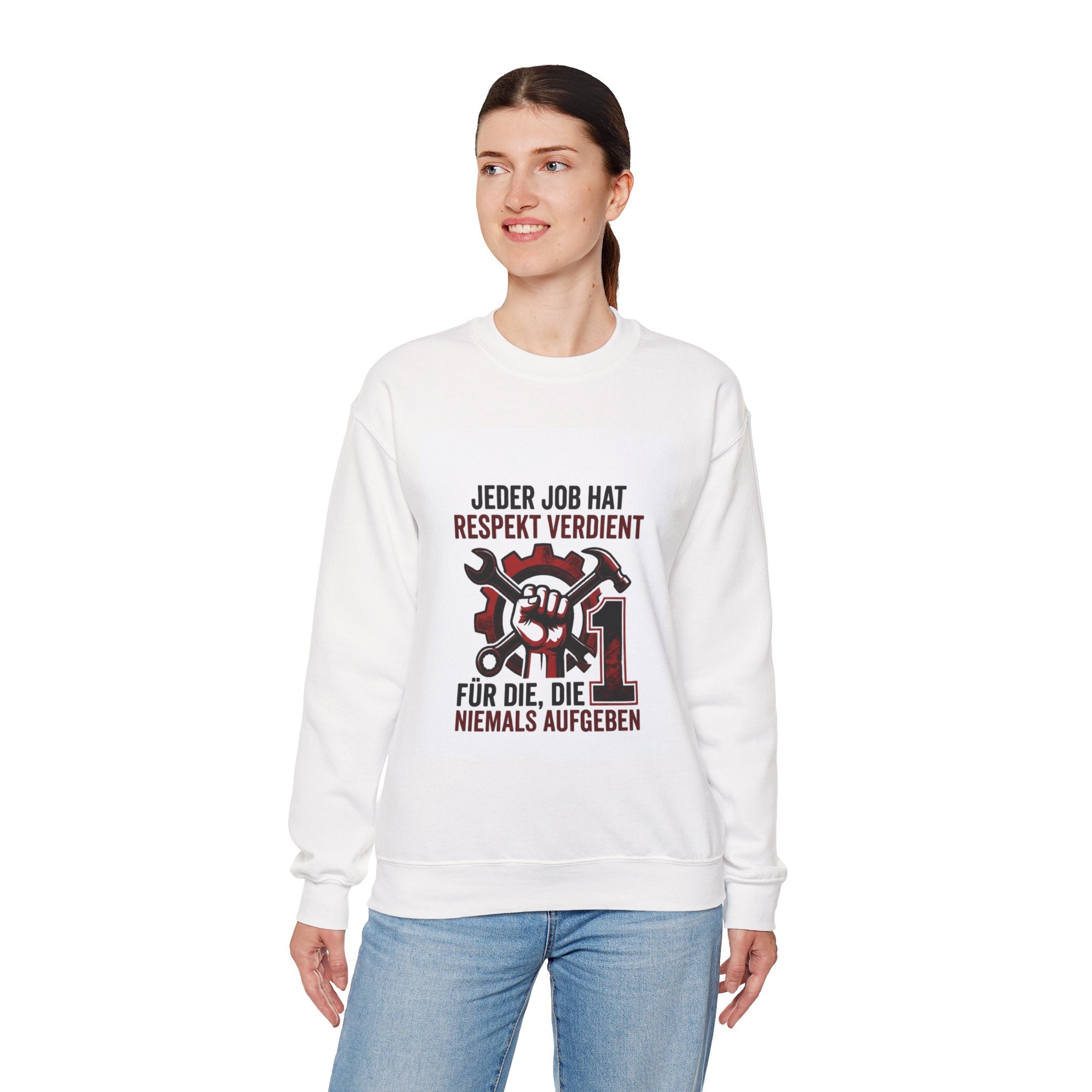 Crewneck Sweatshirt – "Jeder Job hat Respekt Verdient" Mechanics Tribute
