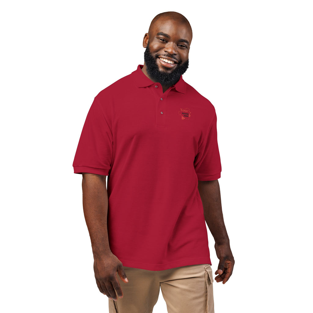 Embroidered 'Skull & Roses' Black Polo Shirt