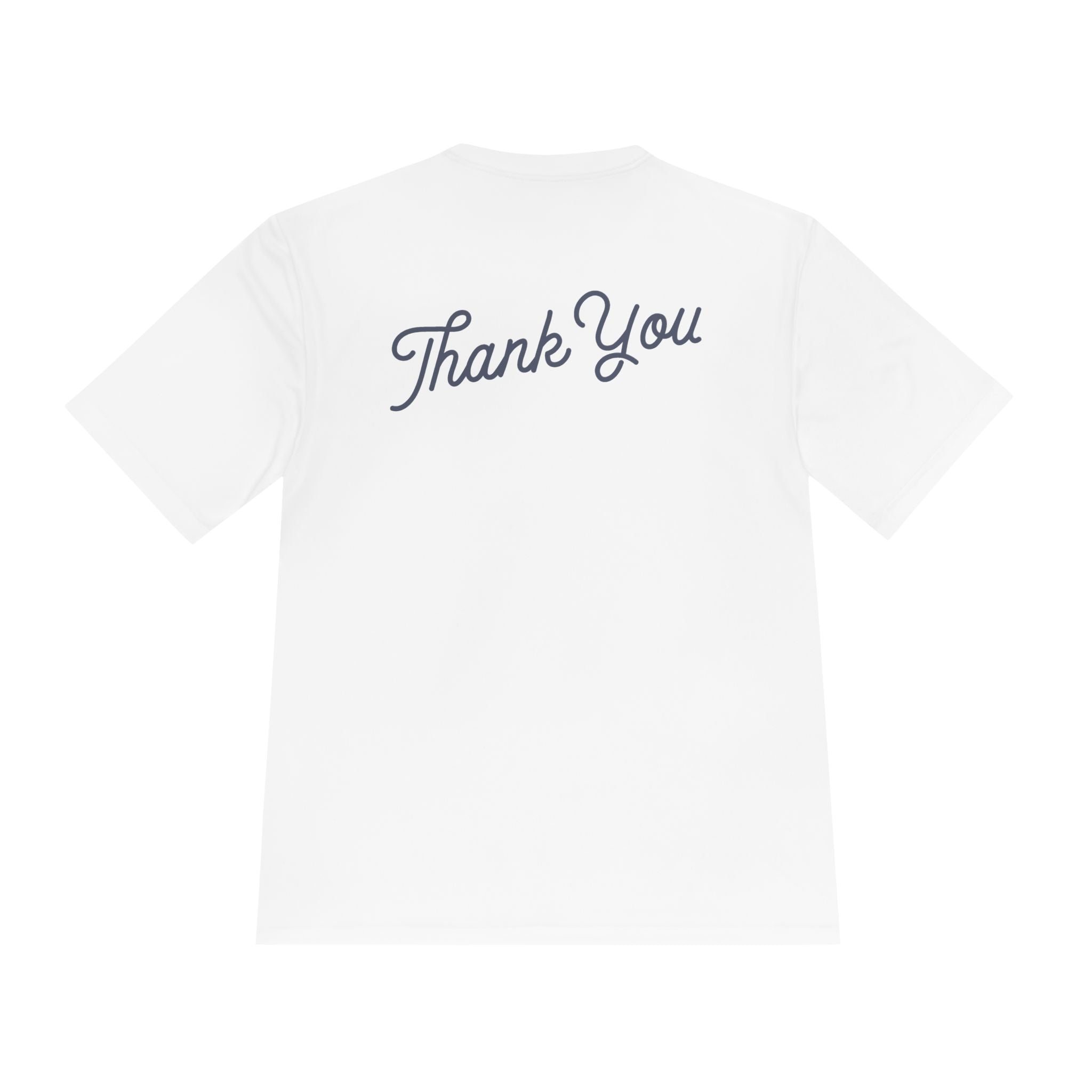 Thank You Moisture-Wicking Tee — Comfortable Athletic Shirt with Back Script