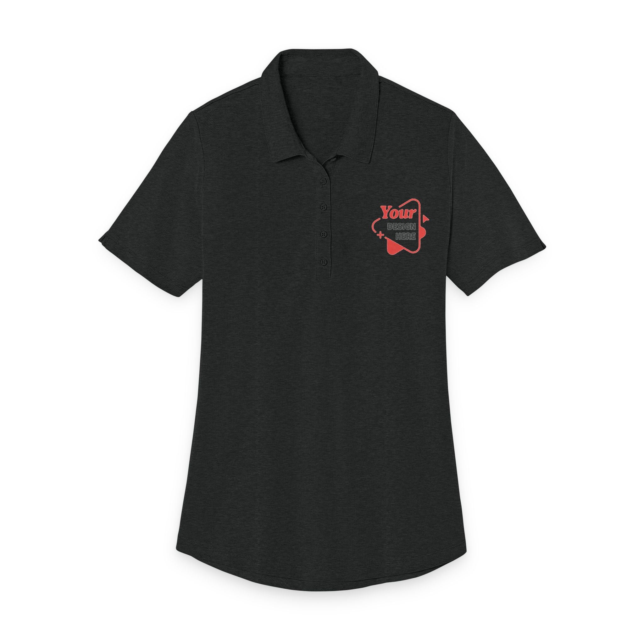 Damen Poloshirt – T-Shirt mit rotem Herz und State-Logo auf der Brust