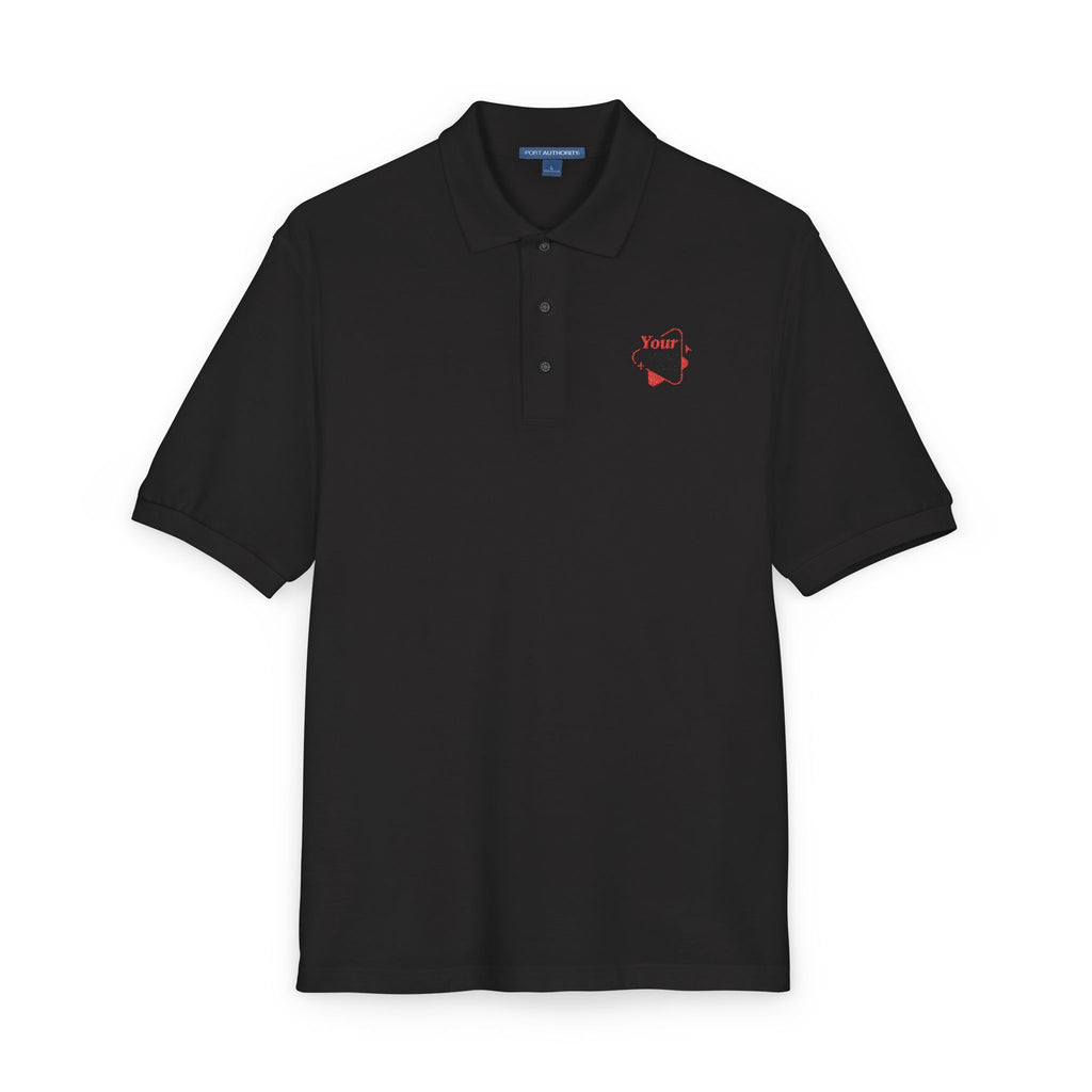 Embroidered 'Skull & Roses' Black Polo Shirt