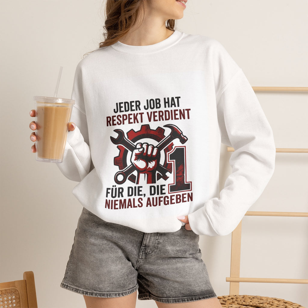 Crewneck Sweatshirt – "Jeder Job hat Respekt Verdient" Mechanics Tribute