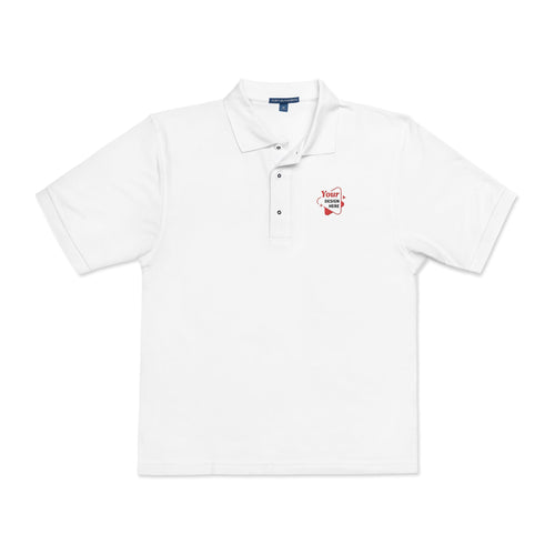 Besticktes schwarzes Polohemd „Totenkopf & Rosen“